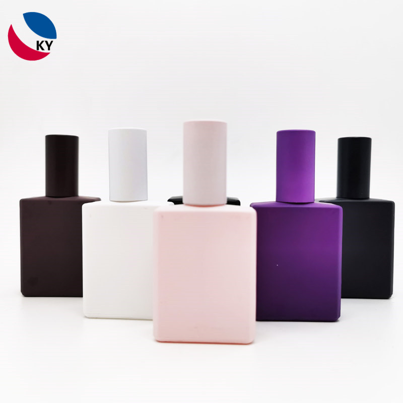 15ml Rectangular Matte Black White Purple Custom Color Cosmetic Glass Essential Oil Roll on Bottle Perfume Glass Bottle