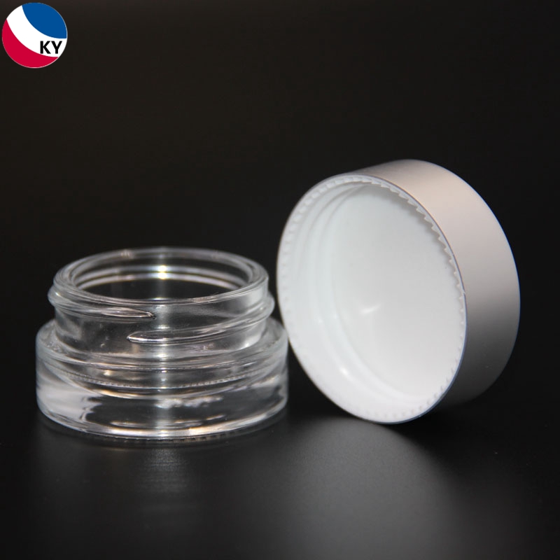 Small Frosted Cosmetic Eye Cream Lip Balm 7ml 5ml 5g Glass Jars with Matte Silver Metal Aluminum Lid