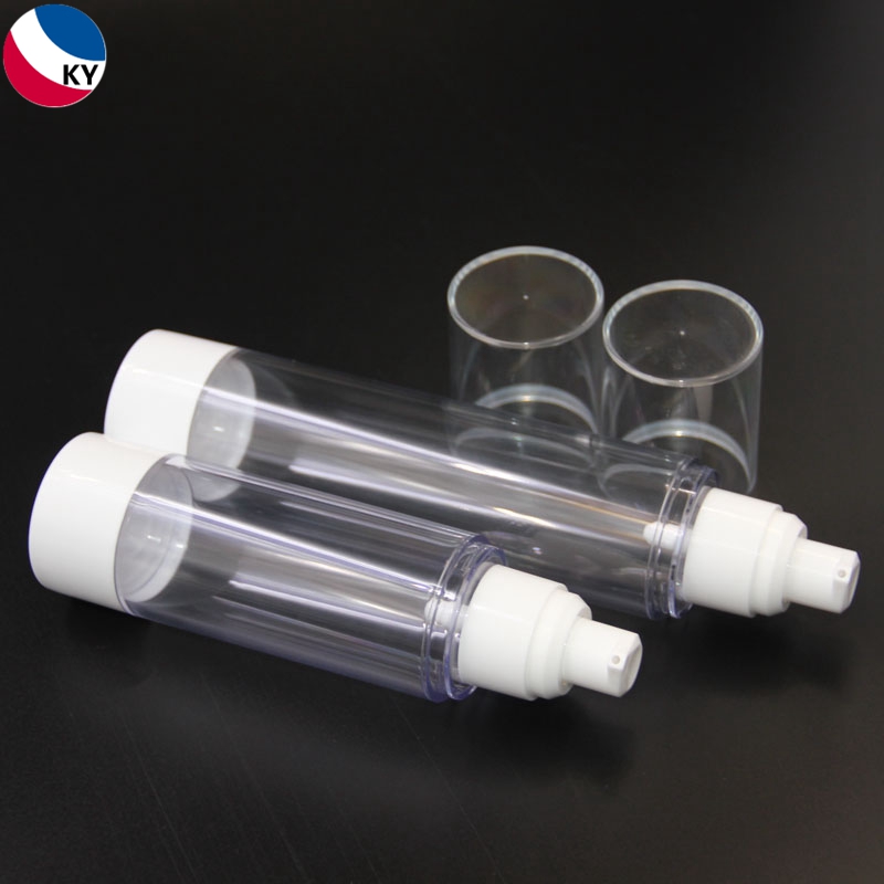 Luxury Round 50Ml 100ml AS Plastic Airless Lotion Clear Transparent Pump Bottle With White Pump