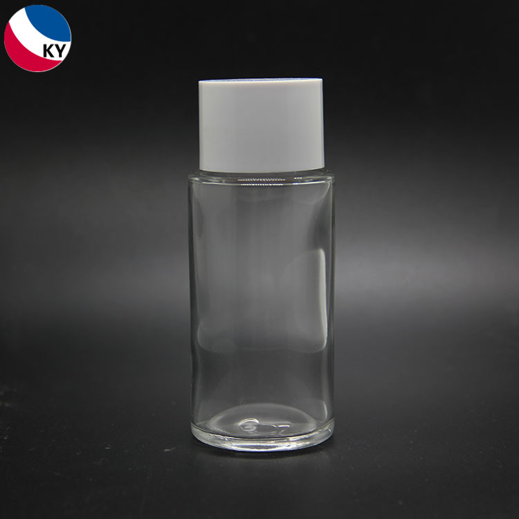 4oz Flat Shoulder Clear Toner Glass Bottle with Screw Lid 120ml 100ml Glass Bottle with Screw Cap