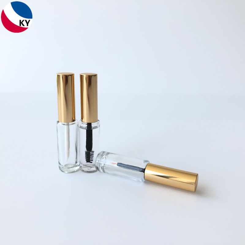 Glass Lipgloss Tube Glass Bottle with Mascara Brush 3ml Clear Trasnparent Frosted Glass Material Gold Color Lid 3g