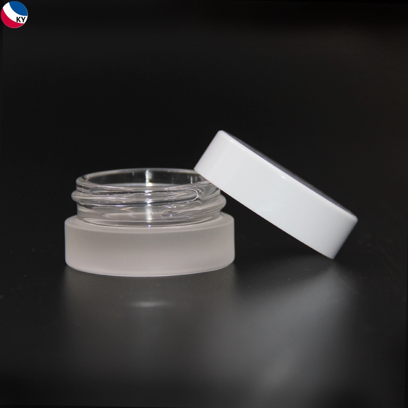 5g Thick Bottom Mini Round Frosted Glass Jar with White Plastic Cap Blush Case Eyeliner Container