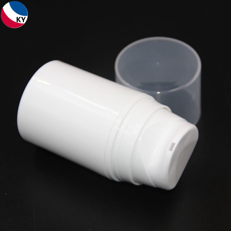 Luxury Round Shape 50ml Cosmetic Packaging PP Plastic White Custom Color Cosmetic Airless Pump Bottle 