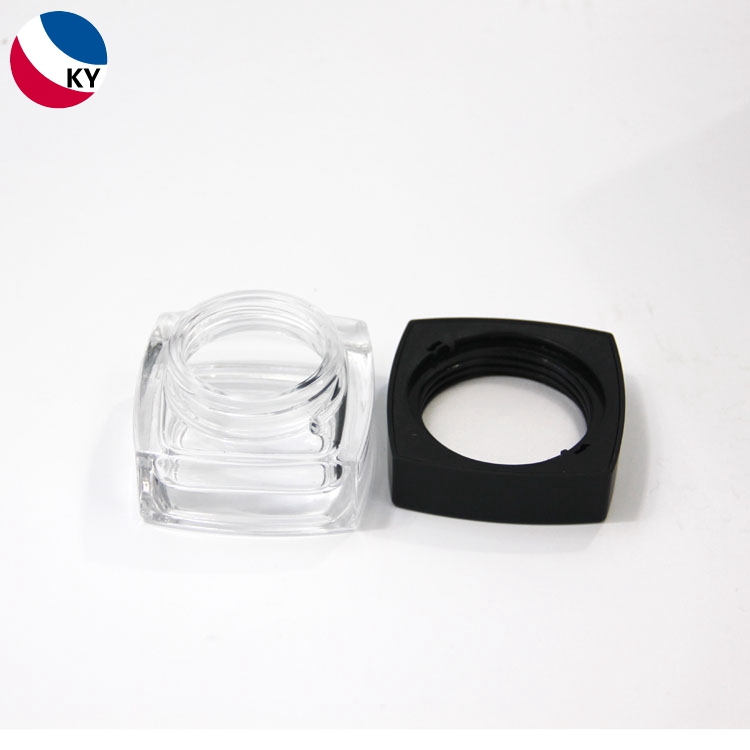 1oz Thick Bottom Transparent Clear Square Glass Jar for Face Cream Cosmetic Jar Container