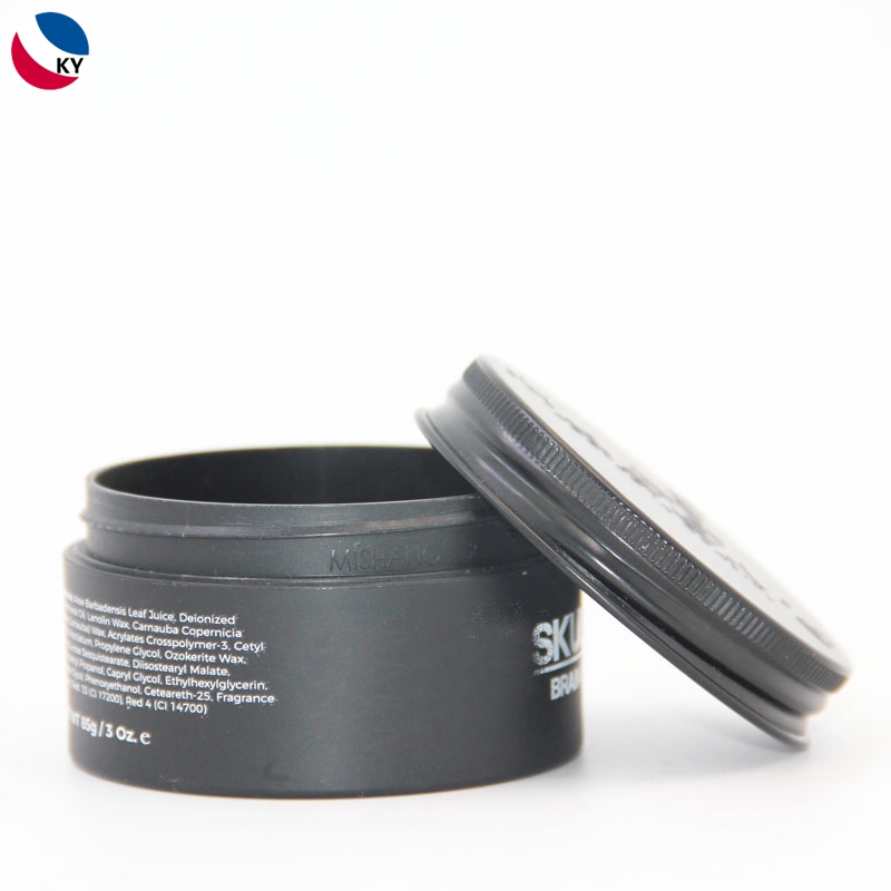 3oz 100g Face Cream Matte Black Container Wide Mouth Flat Plastic Jar with Black Aluminium Lid 