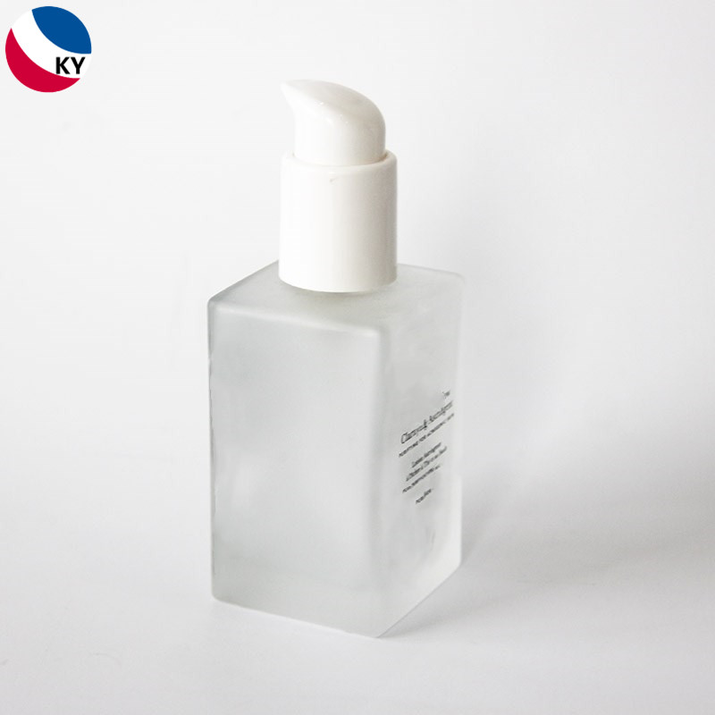 Luxury Cosmetic Essential Oil Frosted Clear Square Empty Glass Pump Bottles 120ml For Body Serum