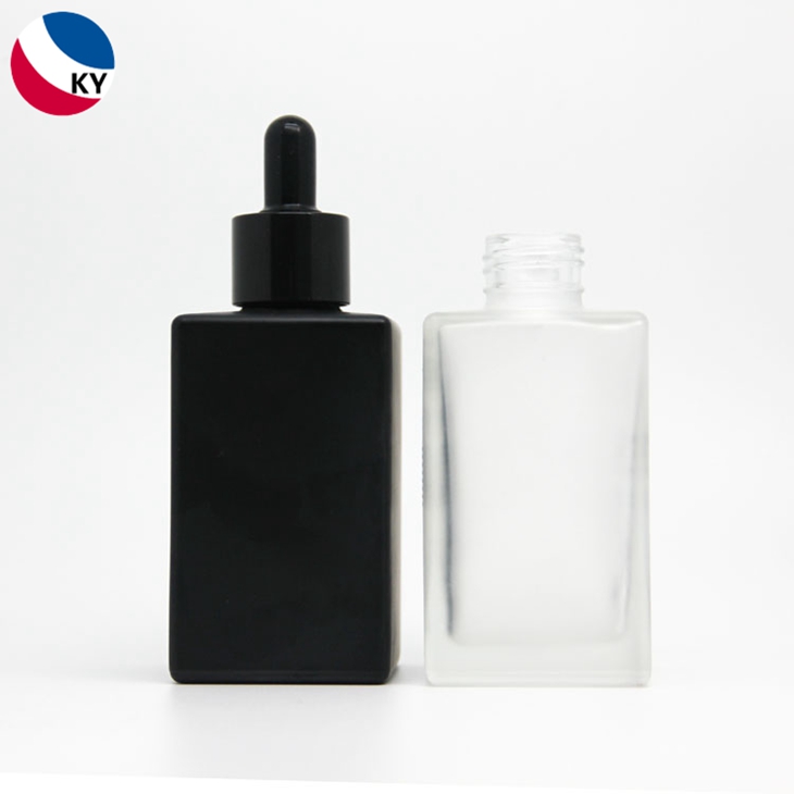 120ml Square Custom Color Frosted Matte Black Glass Bottle Serum Bottle Essential Oil Dropper Bottle