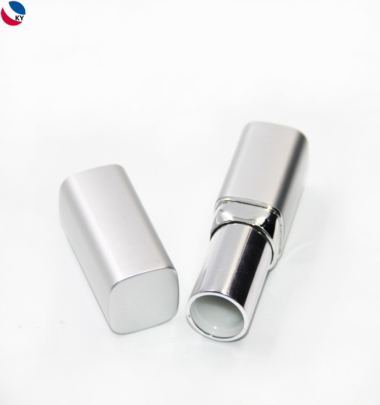3.5g Square Glossy Silver Surface Aluminum Cosmetic Lipstick Packaging Plastic Container