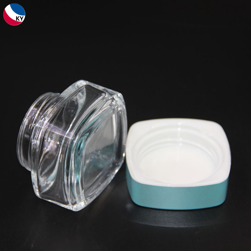 50g Clear Square Glass Jar Cosmetic Face Care Cream Glass Jar Container Screw Cap