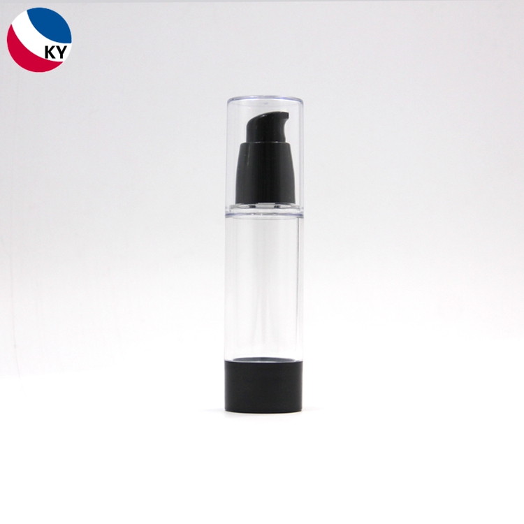 Clear Black Color AS Plastic Pump Lotion Bottle Cosmetic 15ml 30ml 50ml 100ml Airless Pump Plastic Black Bottle