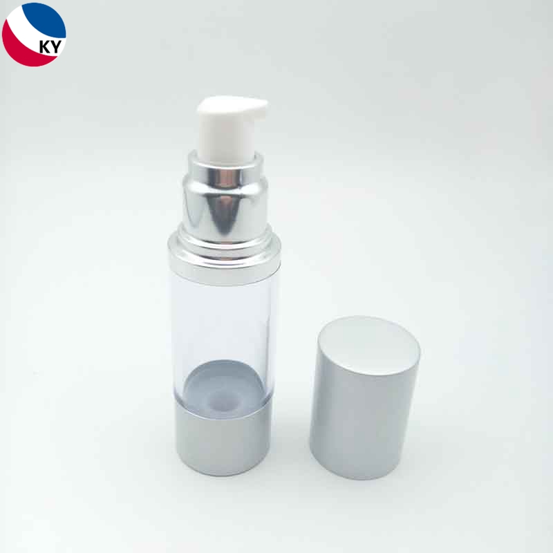 Cosmetic Cream Lotion Bottle Airless Pump Plastic Bottle with Spray Silver White 100ml 50ml 30ml Screen Printing PUMP Sprayer
