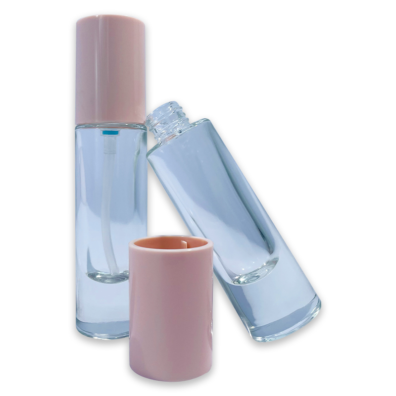 Luxury Cosmetic Packaging Cylinder Round Clear Thick Bottom 20ml Lotion Glass Pump Bottle