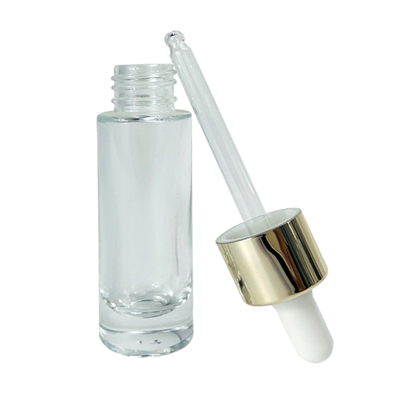 Thick bottom 20ml Cylinder Round Thick Bottom Glass Dropper Bottle Cosmetic Serum Essential Oil Glass Bottle
