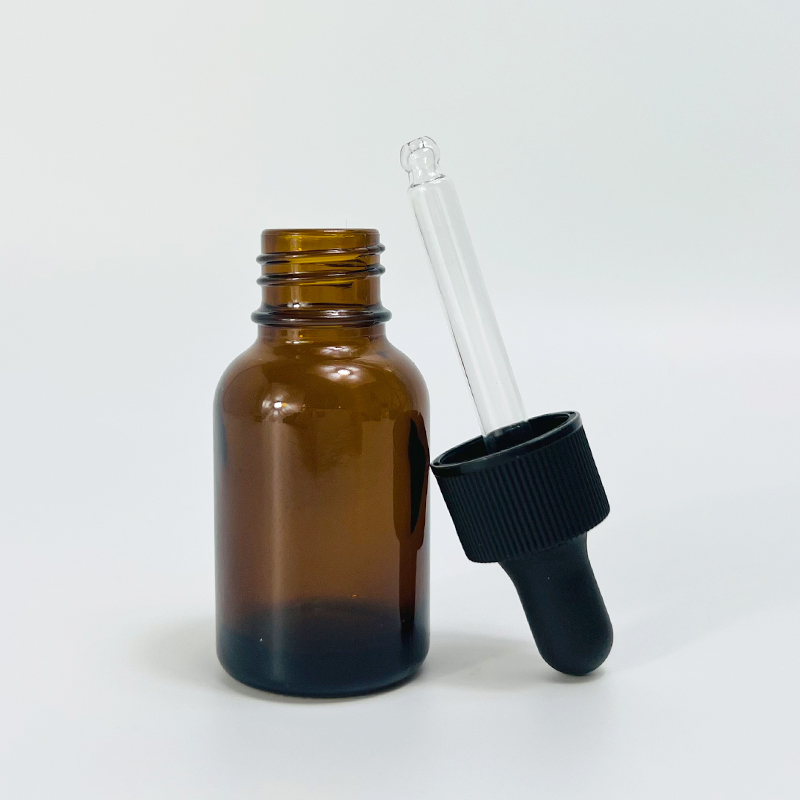 10ml 15ml 20ml 30ml High Quality Boston Round Amber Glass Dropper Bottle Cosmetic Serum Essential Oil Glass Bottle Black Dropper