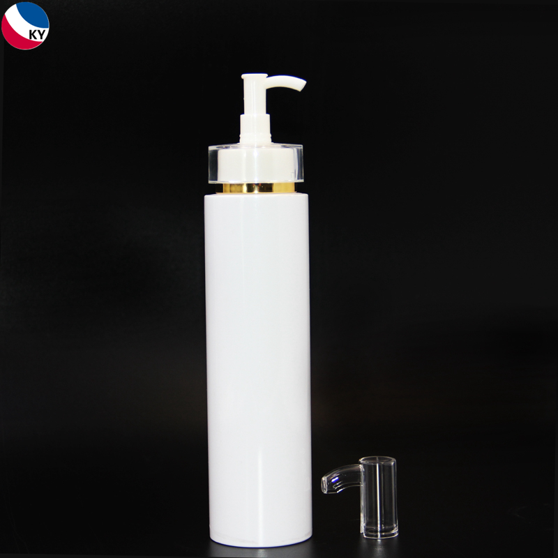 300ml Round PET White Color Plastic Bottle Cosmetic Shampoo Hand Sanitizer Pump Bottle Bottle Cosmetic Packaging 