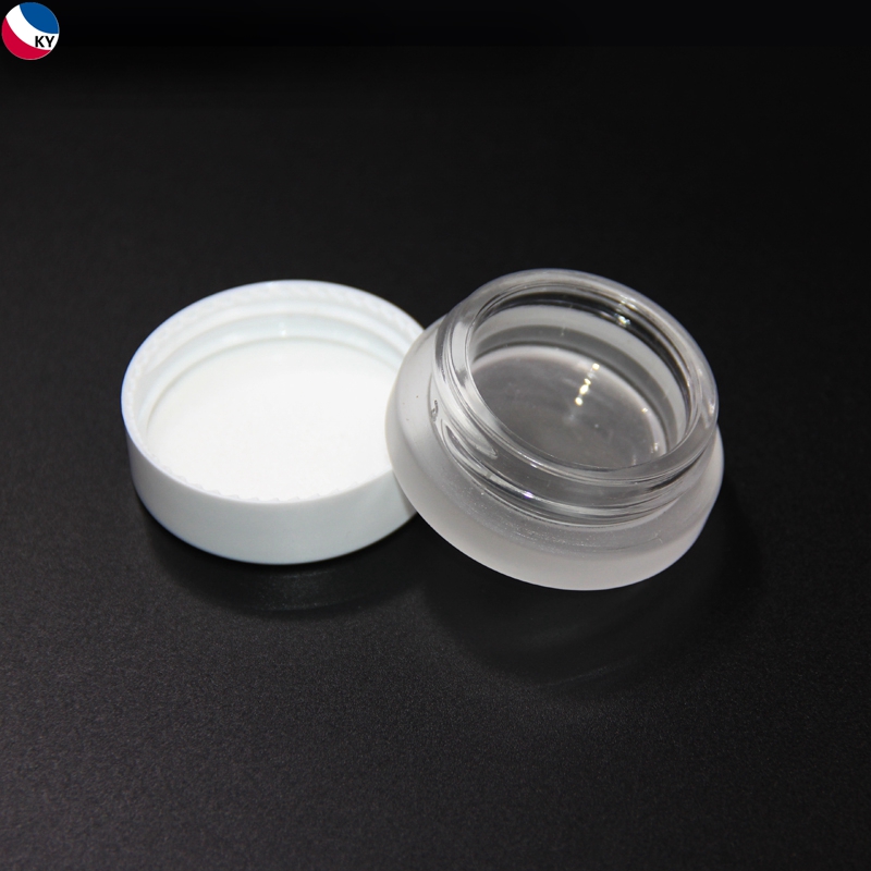 5g Thick Bottom Mini Round Frosted Glass Jar with White Plastic Cap Blush Case Eyeliner Container