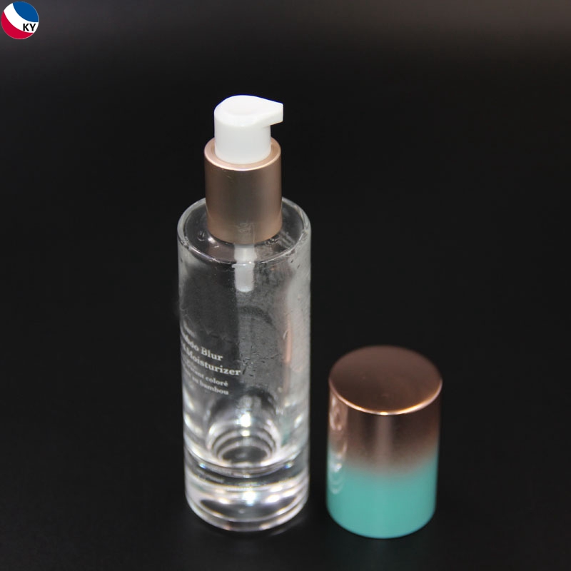 2oz 50ml Clear Custom Glass Pump Bottle Gradient Ramp Pump Cap Serum Bottle Container