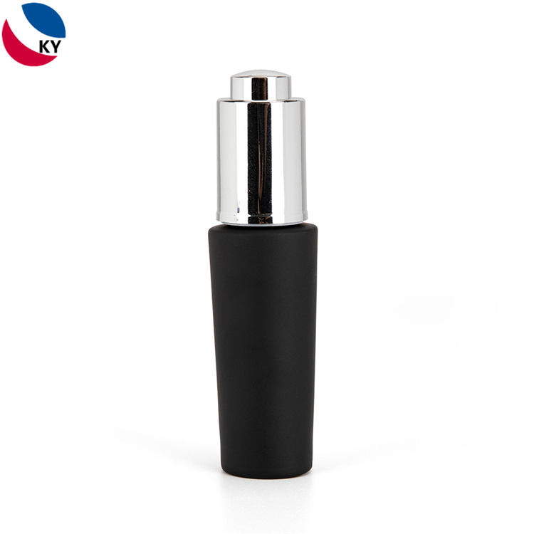 Luxury Thick Bottom Essential Oil Foundation Liquid Serum Glass Dropper Bottle 20ml Matte Black Blue Gradient Color