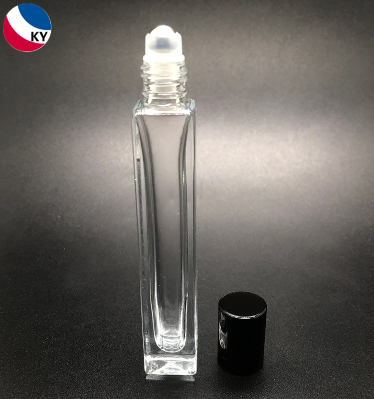 Frosted Transparent Mini Perfume Bottle with Lid Square Empty 10ml Glass Roll on Bottle Personal Care