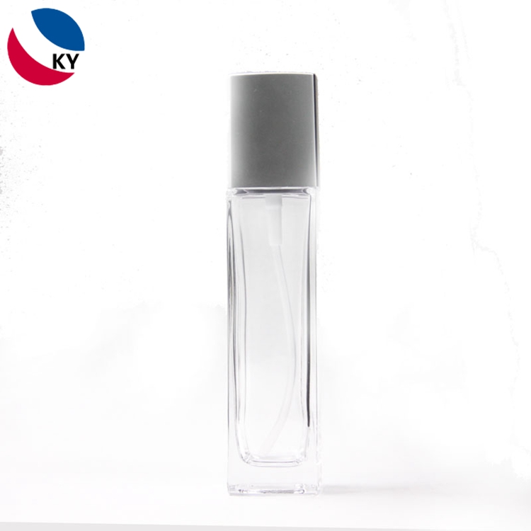 100ml 120ml Transparent Clear Square Perfume Bottle with Screw Crimp Pump Sprayer Makeup Spray Bottle