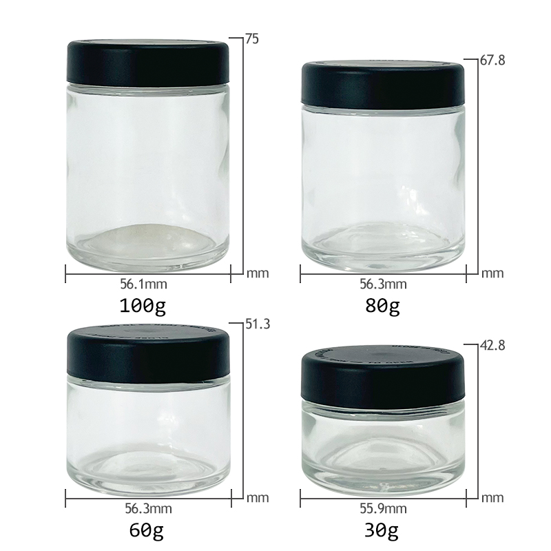 Thick Bottom 30g 60g 80g 100g Transparent Skin Cream Glass Jar Clear Face Cream Jar with Child Proof Lid