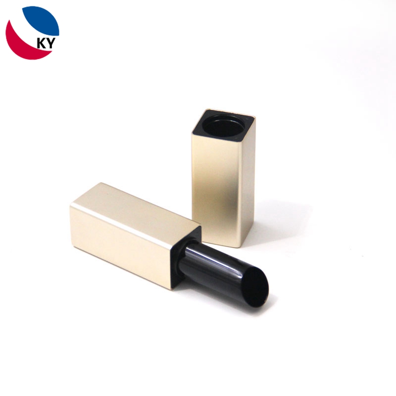 Luxury 3.5g Empty Gloss Gold Colored Aluminium Square Lip Balm Container for Lipstick Tube Container