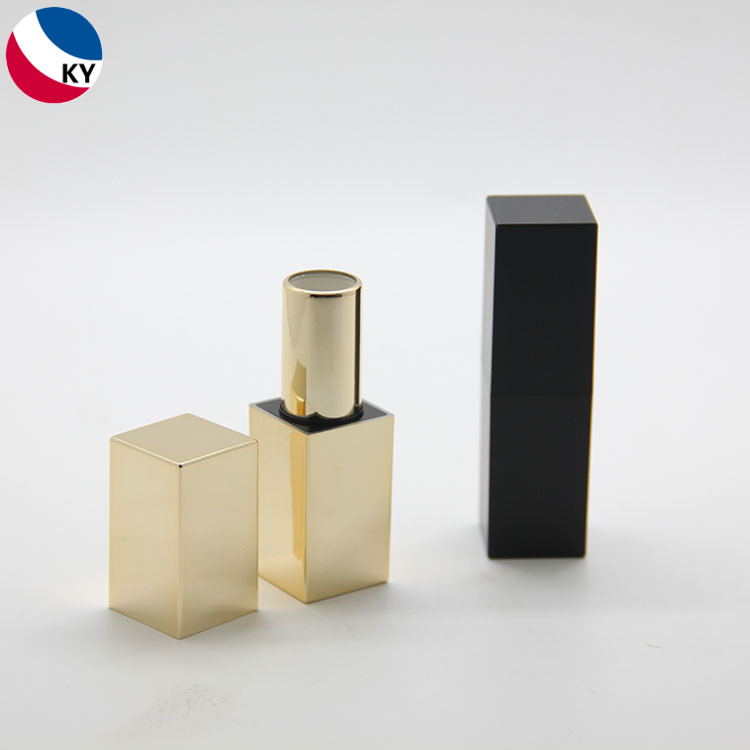 Square Lipstick Tube with Magnet Lipstick Container Gold Color Luxury Cosmetics Plastic Screen Printing