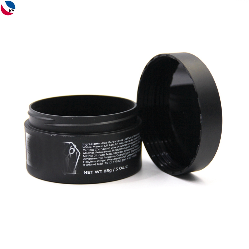 3oz 100g Face Cream Black Container Wide Mouth Flat Plastic Jar For Cosmetic Container