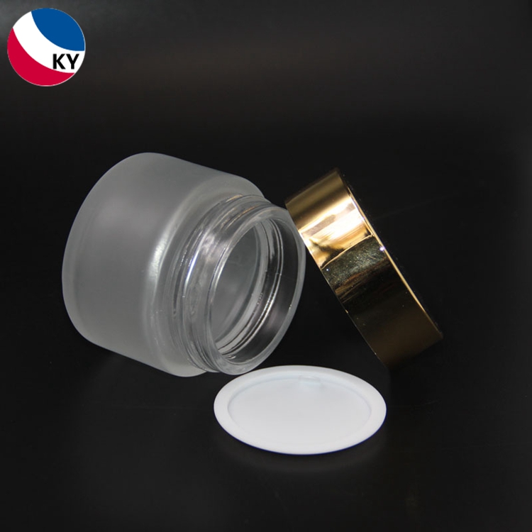 3oz 100g Clear Frosted Glass Jar with Gold Lid for Body Cream Jar Face Cream Container Jar with Gold Cap