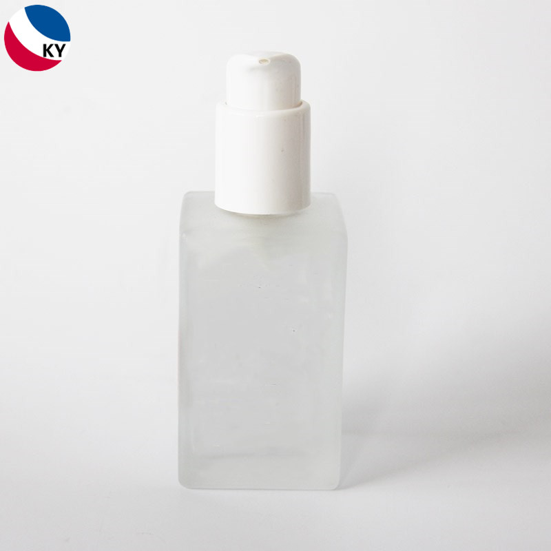 Luxury Cosmetic Essential Oil Frosted Clear Square Empty Glass Pump Bottles 120ml For Body Serum