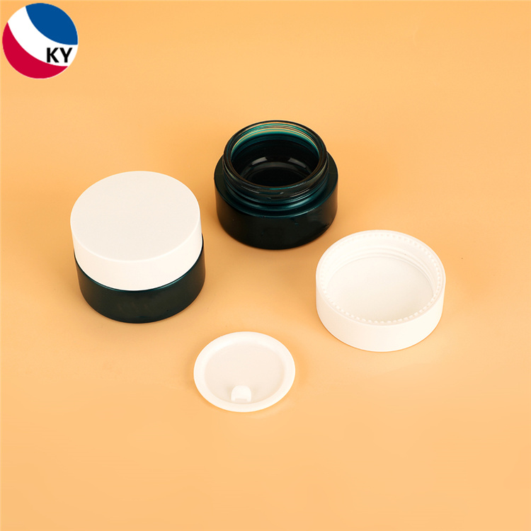 30g 1oz Matte Green Color Eye Cream Glass Jar Custom Eye Cream Round Glass Jar Frosted Face Cream Jar with Plastic Cap